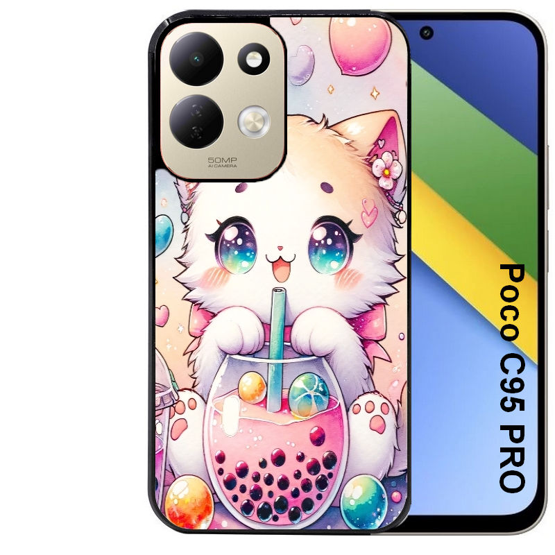 Coque pour POCO C95 PRO chat bubble manga