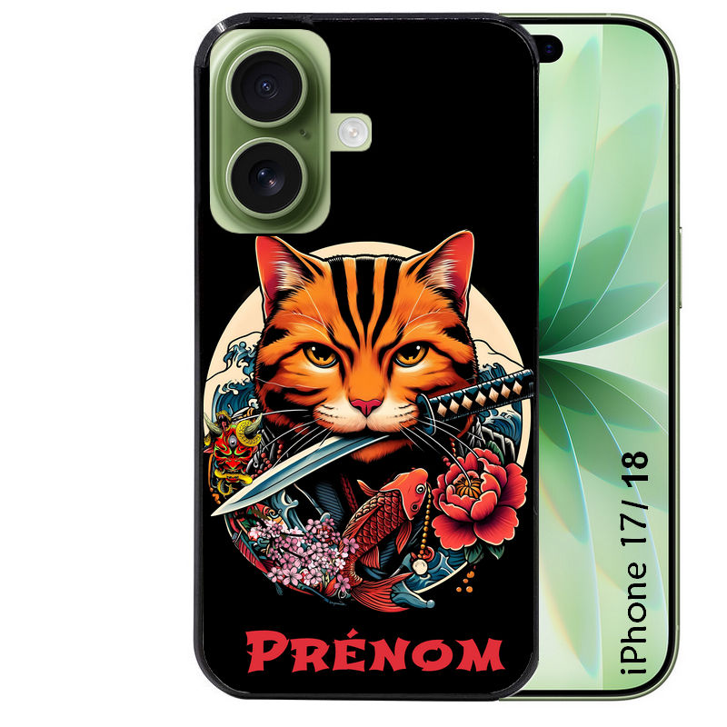Coque pour Iphone 18 / PRO / PRO MAX / 18E personnalisée chat carpe koii japan