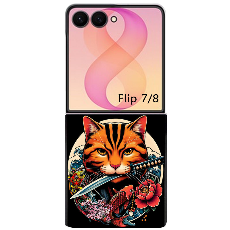 Coque pour Z FLIP 6 7 8 personnalisée chat carpe koii japan