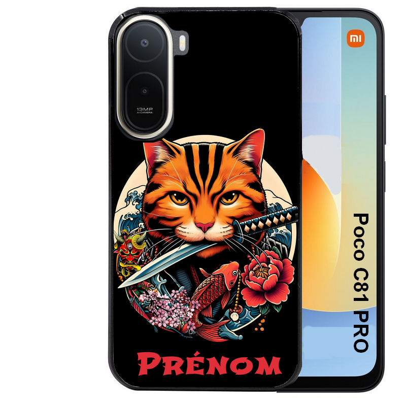 Coque pour POCO C81 PRO personnalisée chat carpe koii japan