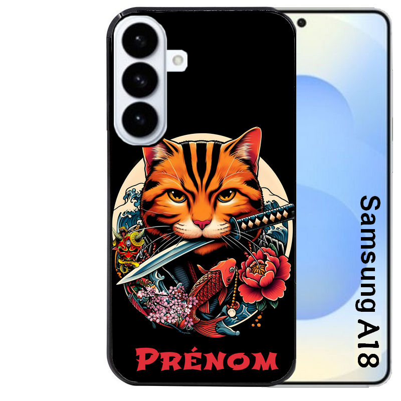 Coque pour Galaxy A08 A18 A28 A38 A58 personnalisée chat carpe koii japan
