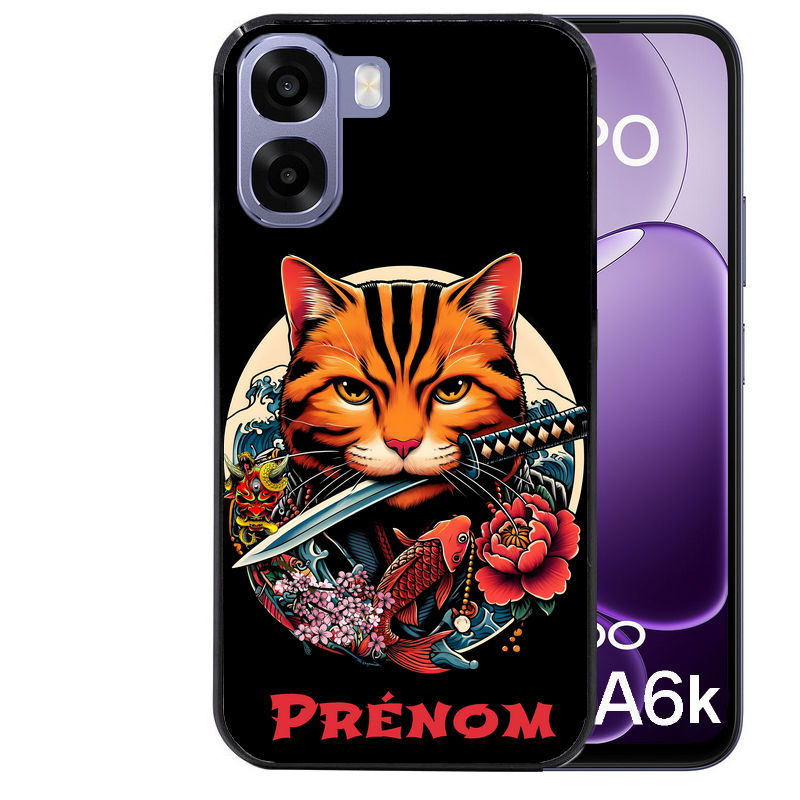Coque pour Oppo A6 A6 A6K personnalisée chat carpe koii japan