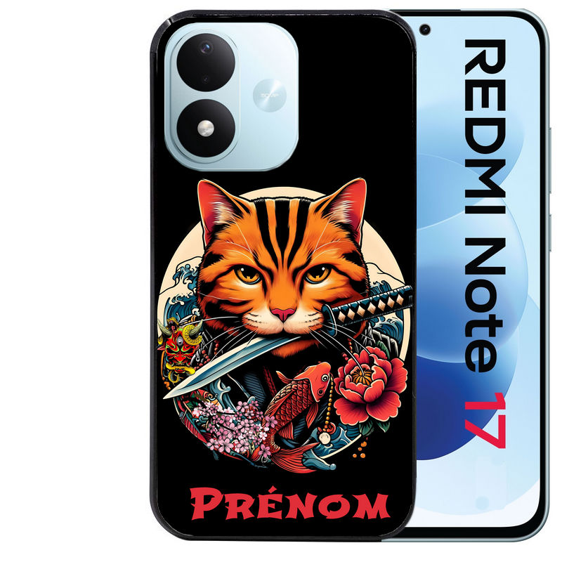 Coque pour Redmi Note 17 et PRO 4G 5G Max personnalisée chat carpe koii japan