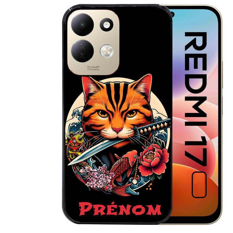 Coque pour Redmi 17 et 17C 4G 5G personnalisée chat carpe koii japan