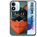 Coque pour Redmi Note 17 et PRO 4G 5G Max personnalisée chat et coeur prenom
