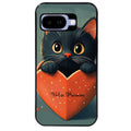 Coque pour Pixel 8A 9A 10A personnalisée chat et coeur prenom