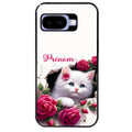 Coque pour Pixel 8A 9A 10A personnalisée chat fleurs