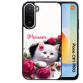Coque pour POCO C81 PRO personnalisée chat fleurs