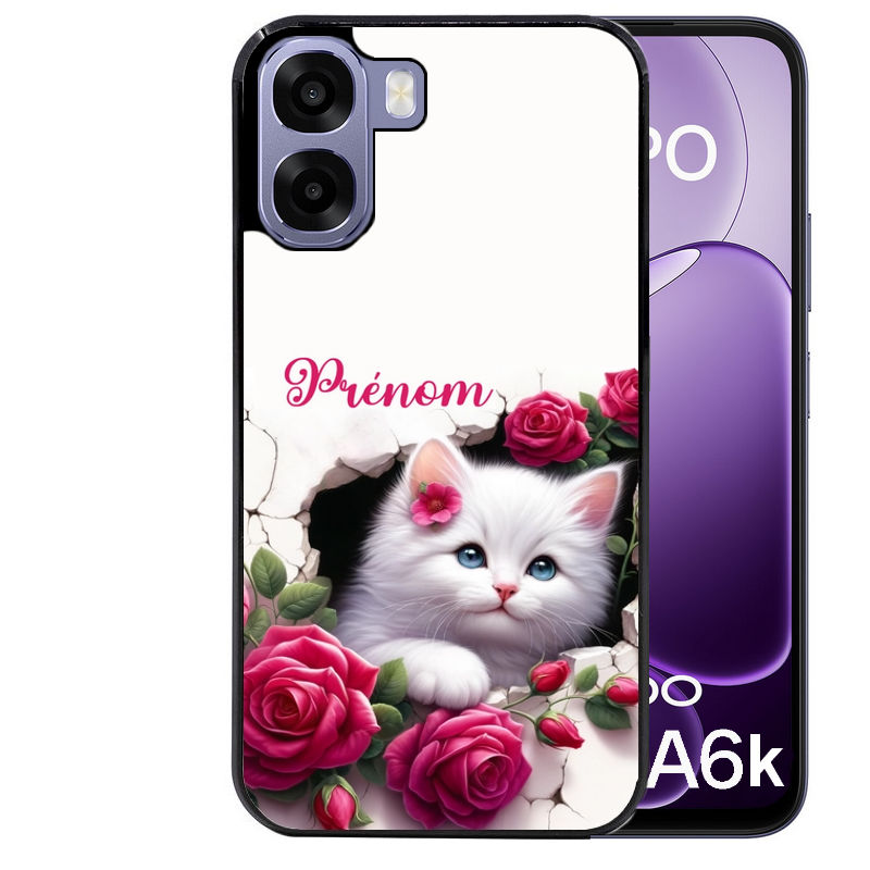 Coque pour Oppo A6 A6 A6K personnalisée chat fleurs
