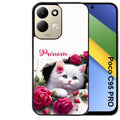 Coque pour POCO C95 PRO personnalisée chat fleurs