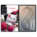 Coque pour Z FOLD 8 personnalisée chat fleurs