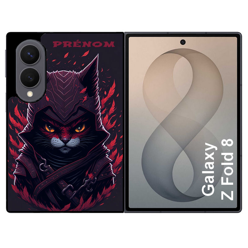 Coque pour Z FOLD 8 personnalisée chat samourai