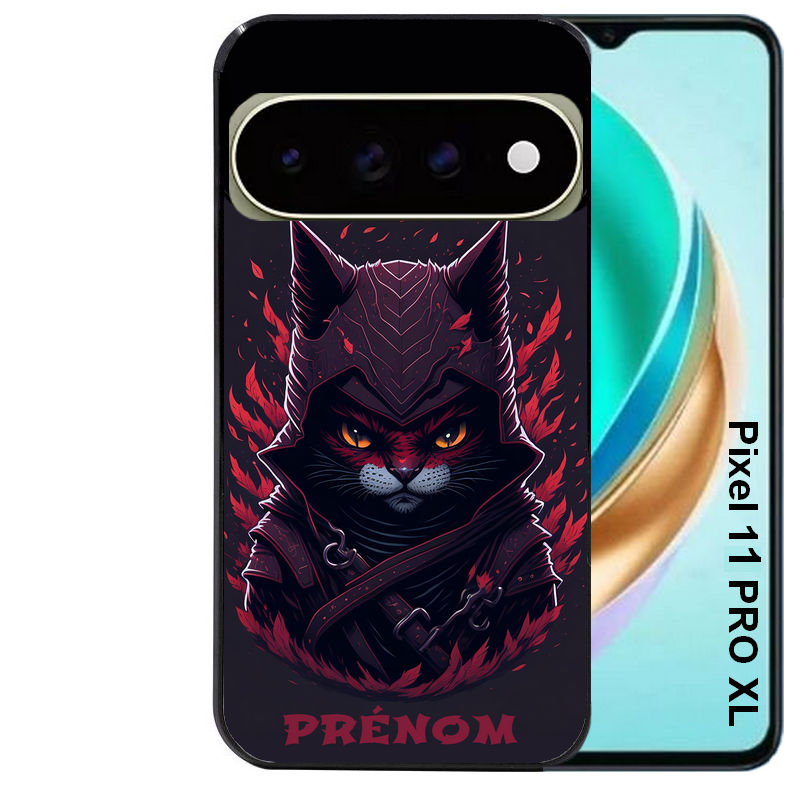 Coque pour Pixel 10 / 11 / PRO / XL personnalisée chat samourai