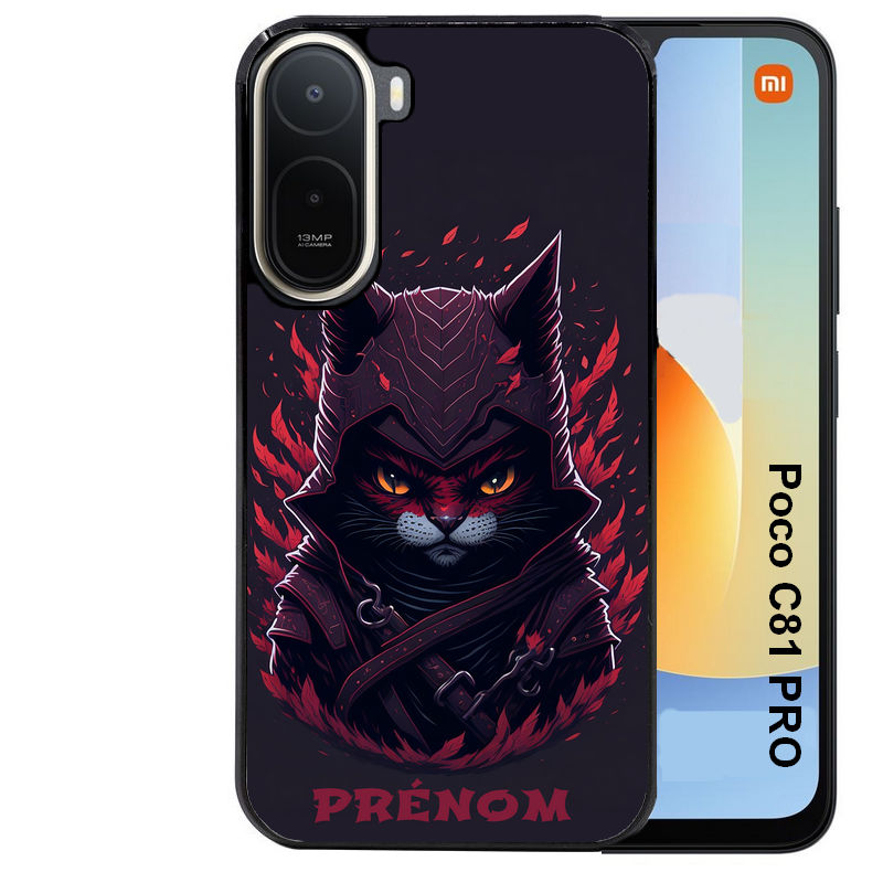 Coque pour POCO C81 PRO personnalisée chat samourai