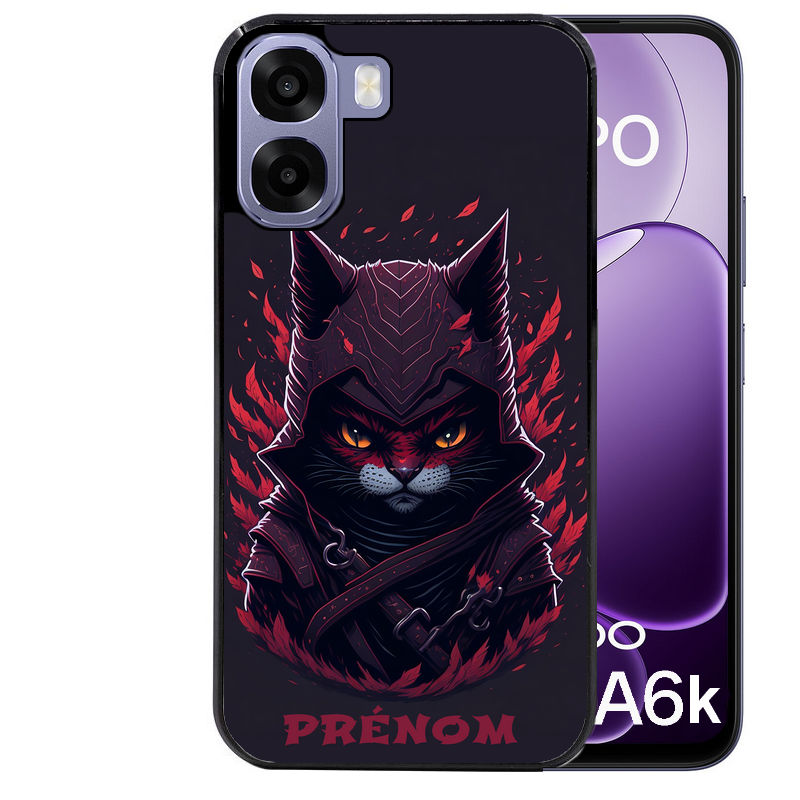 Coque pour Oppo A6 A6 A6K personnalisée chat samourai