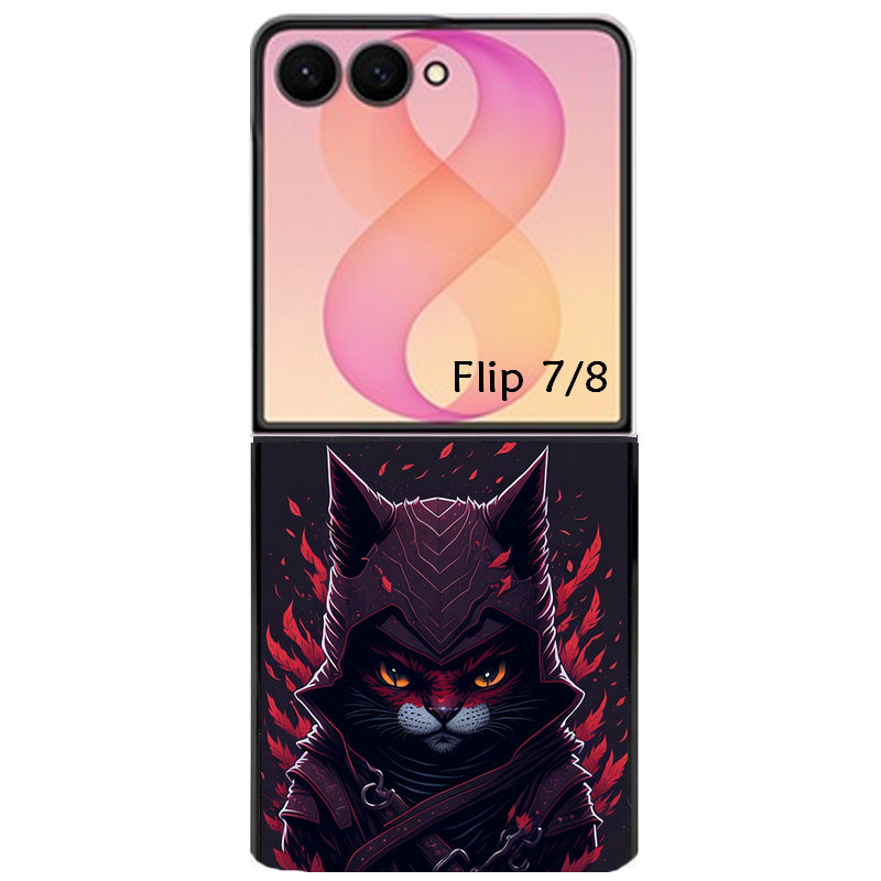 Coque pour Z FLIP 6 7 8 personnalisée chat samourai