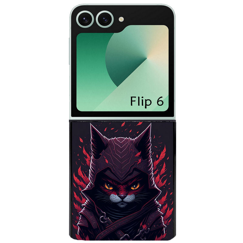 Coque pour Z FLIP 6 7 8 personnalisée chat samourai