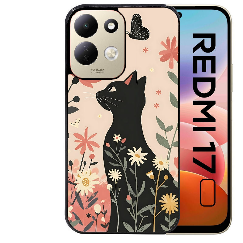 Coque pour Redmi 17 et 17C 4G 5G chat papillon 1