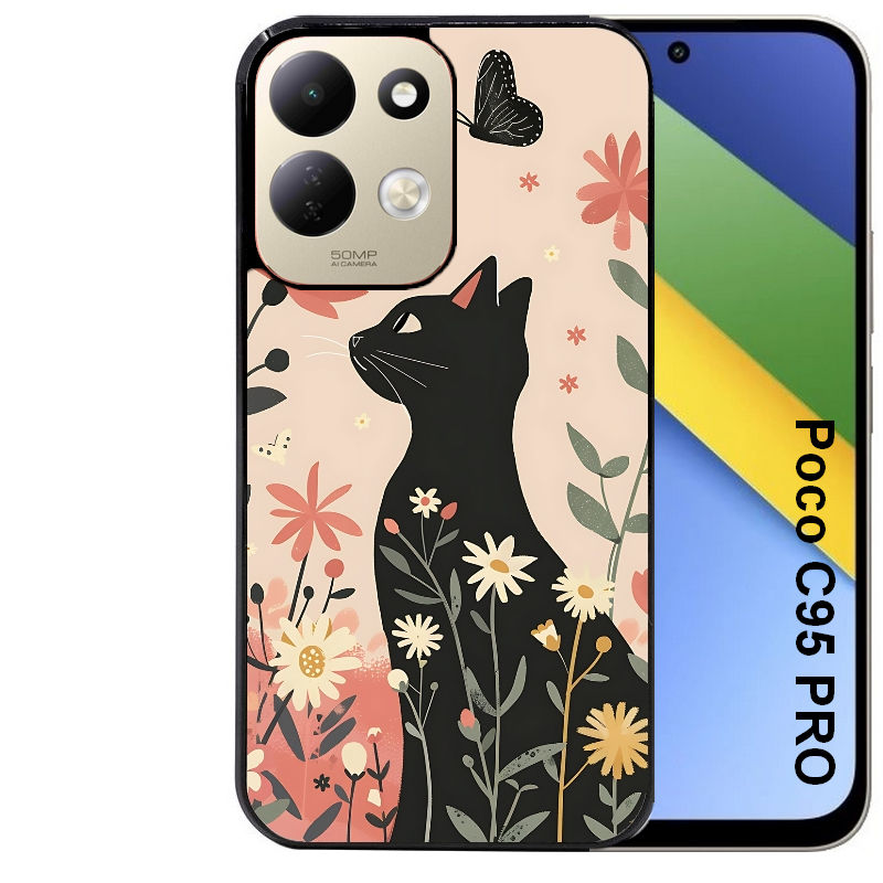 Coque pour POCO C95 PRO chat papillon 1