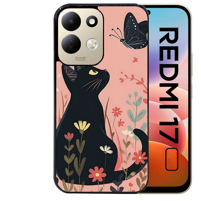 Coque pour Redmi 17 et 17C 4G 5G chat papillon 2
