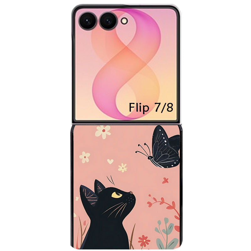 Coque pour Z FLIP 6 7 8 chat papillon 2