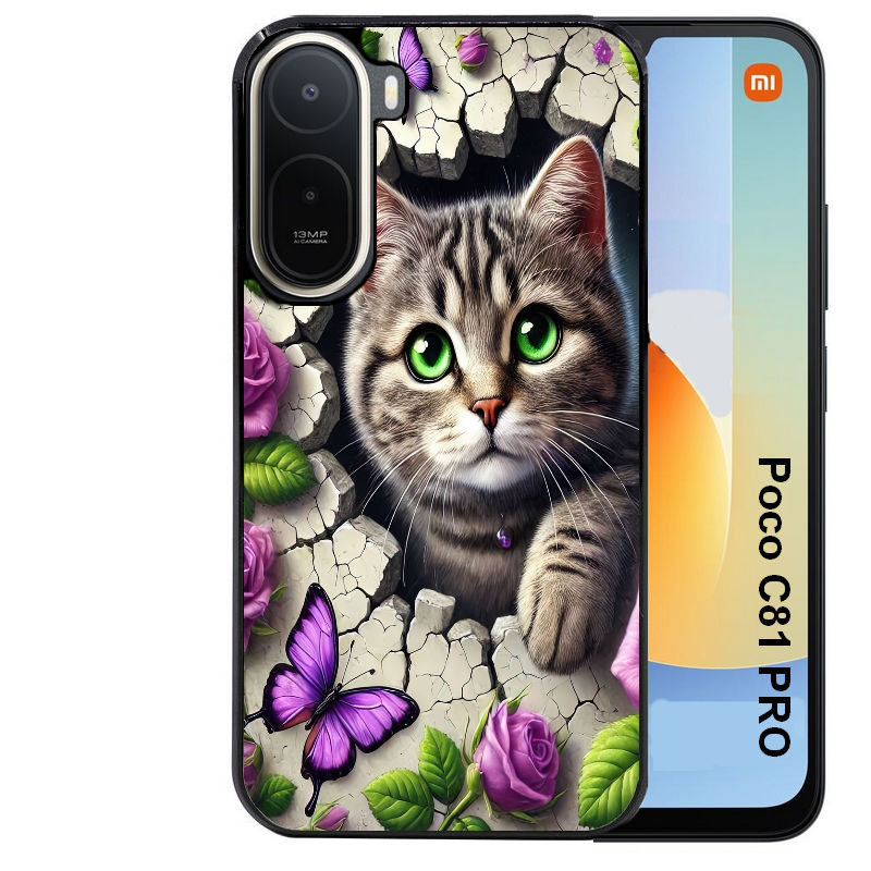 Coque pour POCO C81 PRO chat papillon 3