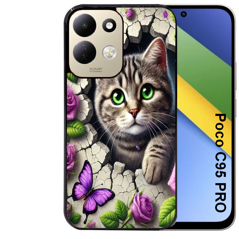 Coque pour POCO C95 PRO chat papillon 3