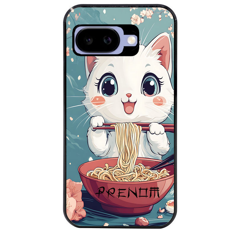 Coque pour Pixel 8A 9A 10A chat ramen cerisier