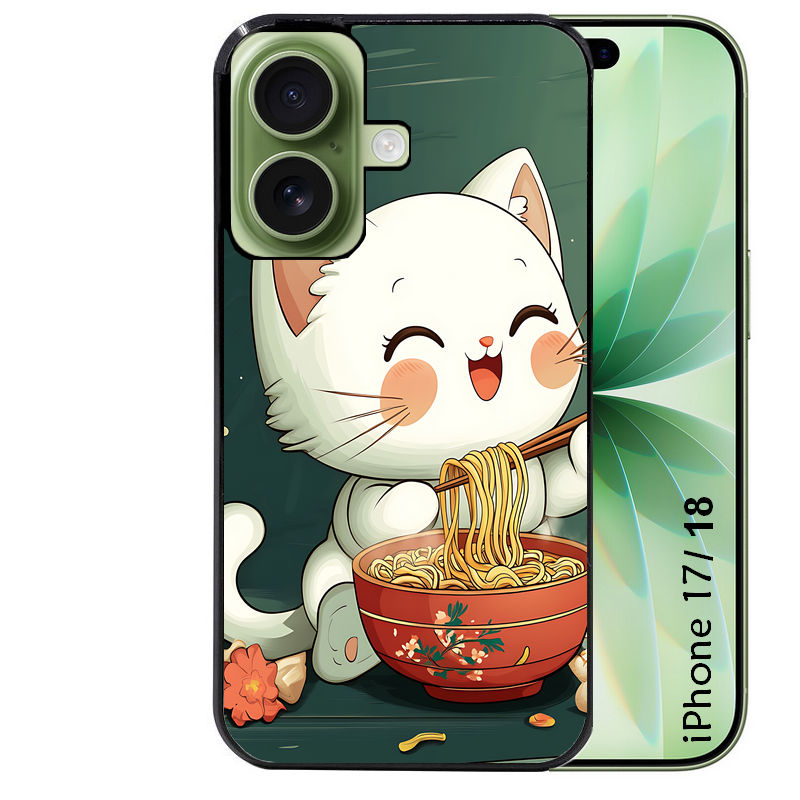 Coque pour Iphone 18 / PRO / PRO MAX / 18E chat ramen nuage