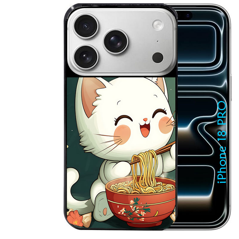 Coque pour Iphone 18 / PRO / PRO MAX / 18E chat ramen nuage