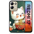 Coque pour Redmi 17 et 17C 4G 5G chat ramen nuage