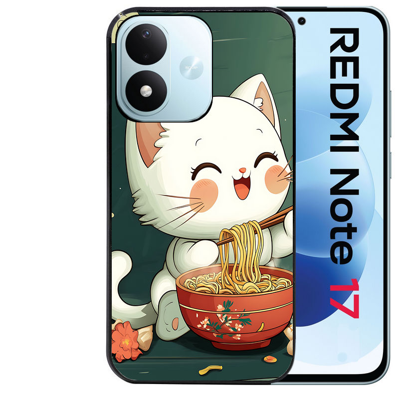 Coque pour Redmi Note 17 et PRO 4G 5G Max chat ramen nuage