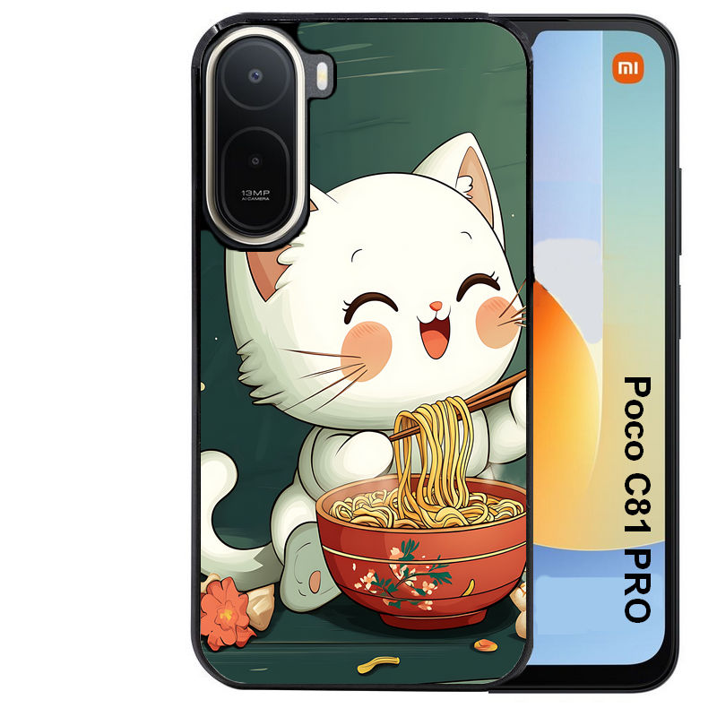 Coque pour POCO C81 PRO chat ramen nuage