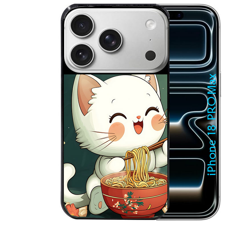 Coque pour Iphone 18 / PRO / PRO MAX / 18E chat ramen nuage