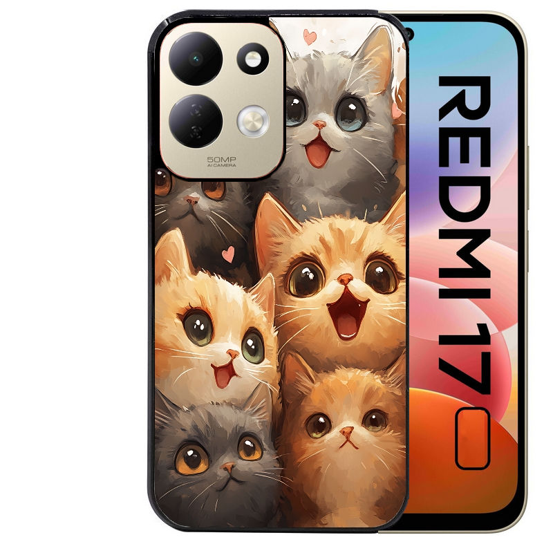 Coque pour Redmi 17 et 17C 4G 5G chat smile