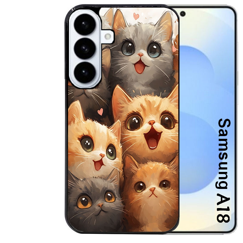 Coque pour Galaxy A08 A18 A28 A38 A58 chat smile