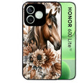 Coque noire pour Honor 600 LITE avec motif cheval automne protection antichoc personnalisée
