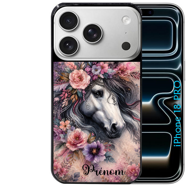 Coque pour Iphone 18 / PRO / PRO MAX / 18E personnalisée cheval boho