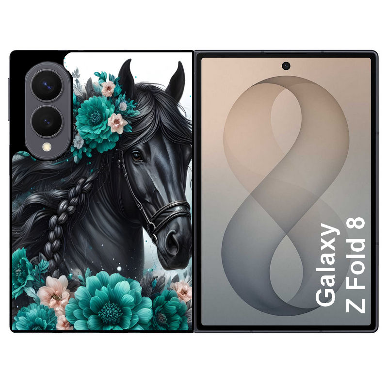 Coque pour Z FOLD 8 cheval et fleurs