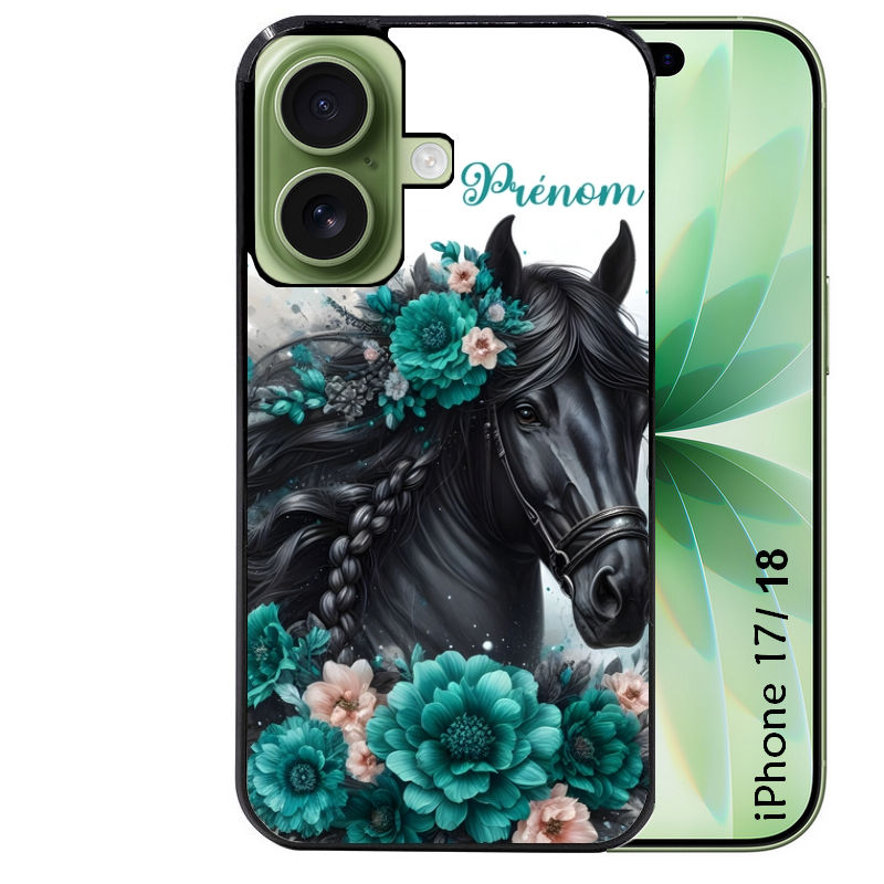 Coque pour Iphone 18 / PRO / PRO MAX / 18E cheval et fleurs