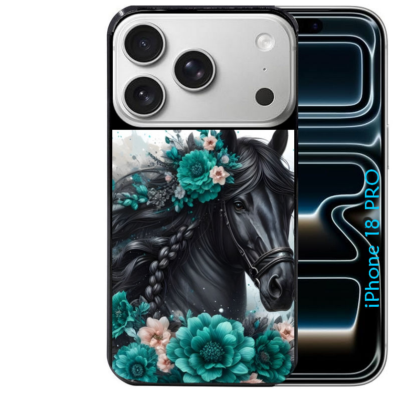 Coque pour Iphone 18 / PRO / PRO MAX / 18E cheval et fleurs