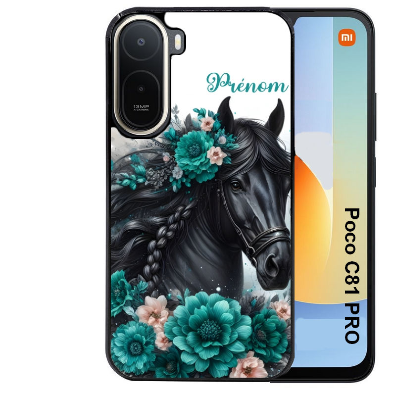 Coque pour POCO C81 PRO cheval et fleurs