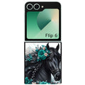 Coque pour Z FLIP 6 7 8 cheval et fleurs