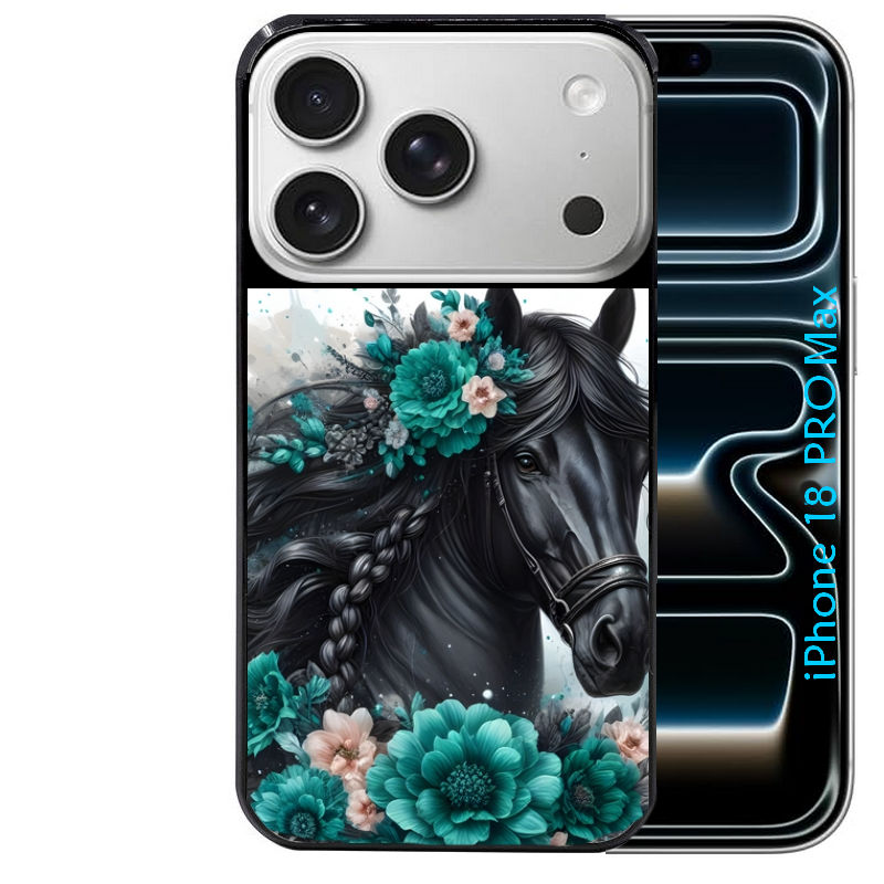 Coque pour Iphone 18 / PRO / PRO MAX / 18E cheval et fleurs