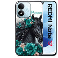 Coque pour Redmi Note 17 et PRO 4G 5G Max cheval et fleurs