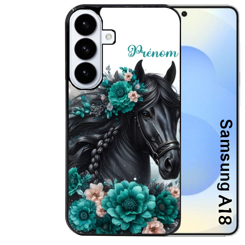 Coque pour Galaxy A08 A18 A28 A38 A58 cheval et fleurs