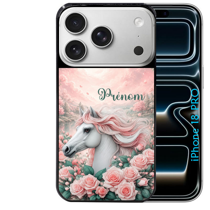 Coque pour Iphone 18 / PRO / PRO MAX / 18E personnalisée cheval floral