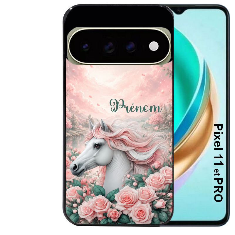 Coque pour Pixel 10 / 11 / PRO / XL personnalisée cheval floral