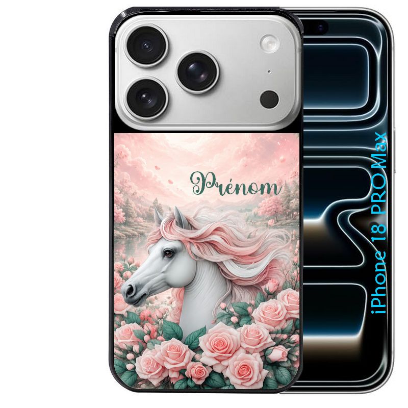 Coque pour Iphone 18 / PRO / PRO MAX / 18E personnalisée cheval floral