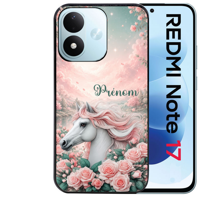 Coque pour Redmi Note 17 et PRO 4G 5G Max personnalisée cheval floral